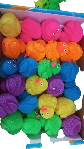 24 Pollitos Squishy De Colores Ycon Luz Colores