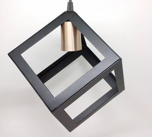 Pendente Luminaria Cubo Lampada E27 Preto Cobre 110V/220V