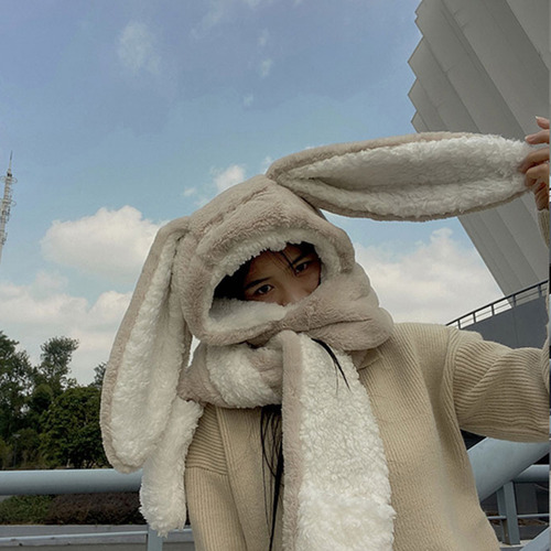 Gorro De Conejo Con Orejas Largas, Bufanda, Guantes, Cálido,