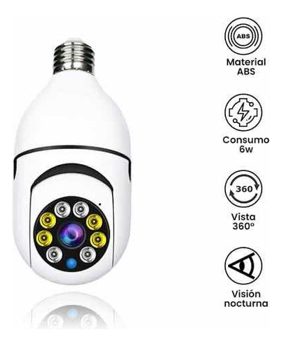 Camara Seguridad Foco Wifi 360 Sensor Audio Altavoz