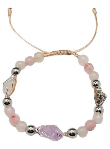 Pulsera De Cuarzo Rosa, Amatista, Cuarzo Blanco Y Pirita