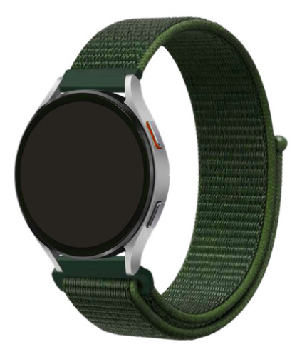 Pulseira Premium Nylon Tecido Para Galaxy Watch 4/ 5/ 6 Cor Verde-musgo Largura 20 mm