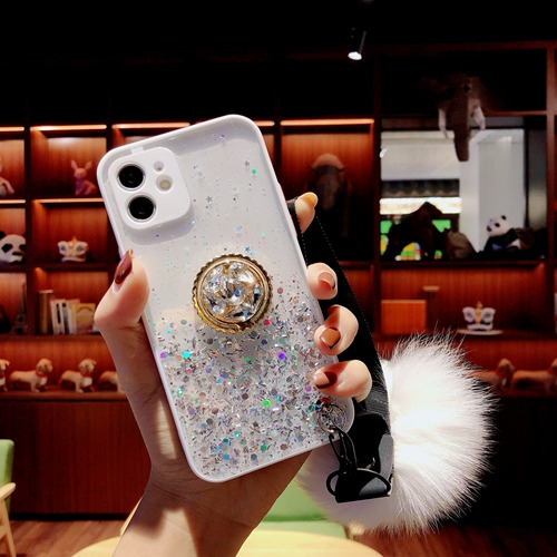 Funda Para Teléfono Samsung Galaxy A73 5g/a04/s23 Con Soporte Anular Y Correa Para La Muñeca, Funda Con Purpurina
