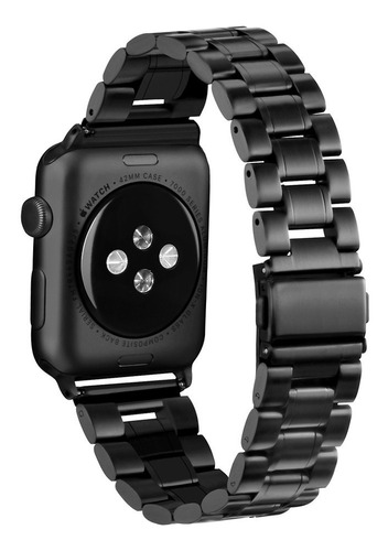 Correa Acero Platinum Compatible Con Apple Watch 38mm Negro