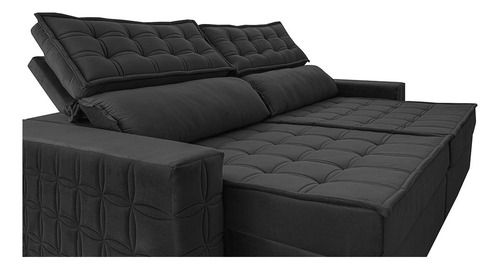 Sofá Retrátil 2,15m Cama Inbox Big Star. Com Softgel d40 Cor Preto
