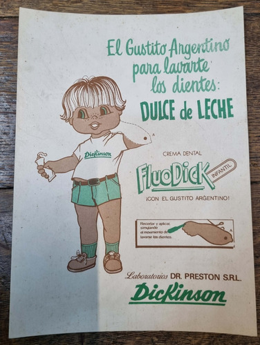 Antiguo Poster Publicidad Dentrifico D Leche Dickinson