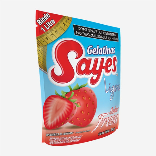 Imagen 2 de 4 de Gelatina Ligera Light Sayes Sabor Fresa 24 Piezas De 24gr