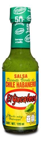 Salsa Picante Verde De Chile Habanero El Yucateco 120 Ml.