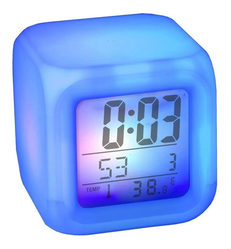 Reloj Despertador Cubo Led Cambia Color Temperatura Fecha