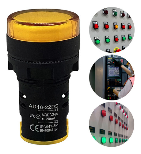 Sinaleiro Led Iluminado 22mm Am/az/bc/vd/vm 24v - 1un Luz Amarela