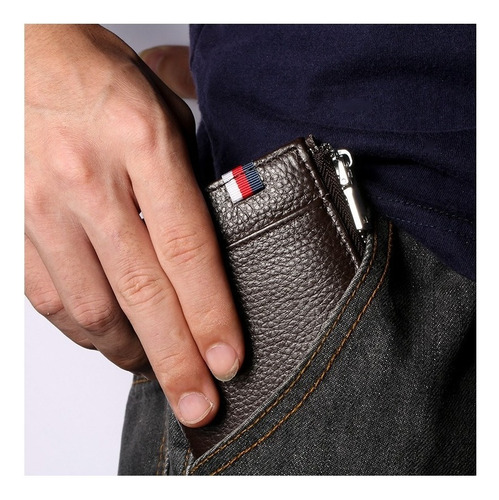 Billetera Rfid Hombre Cuero Genuino Color Negro