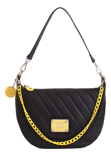 Cartera De Hombro Andes Chica Tote Juanita Jo Mujer Dama Negro Con Amarillo Lisa