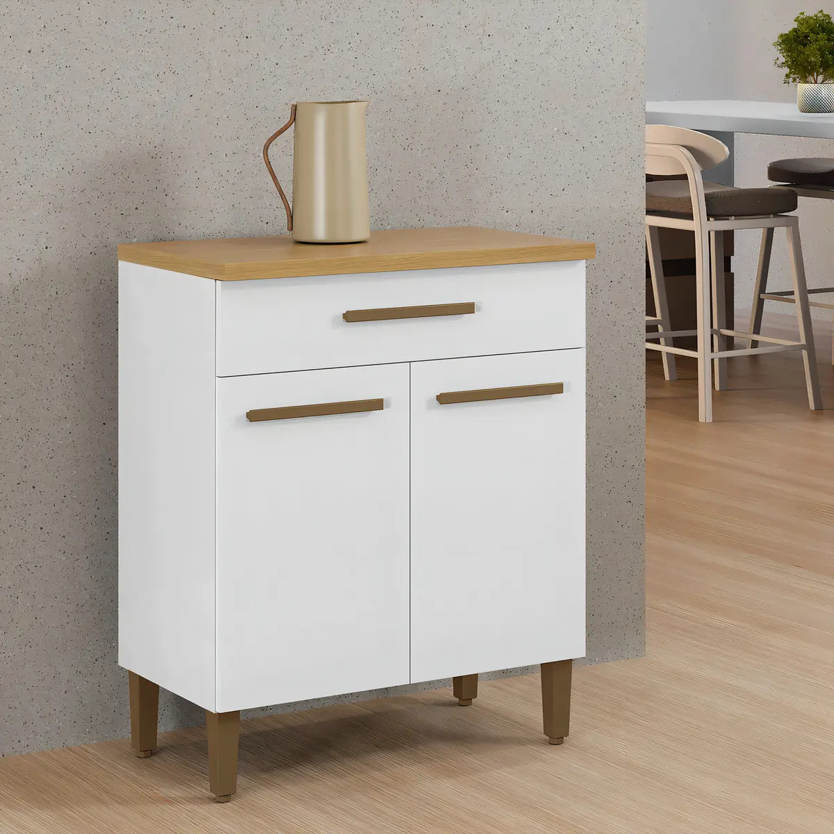 Armário Balcão Cozinha Multiuso Casa Serviço Moveis Cor Branco
