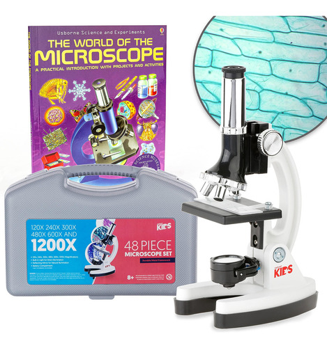 Microscopio De 1200x Para Niños Con Luz Led Y Caja De Transp