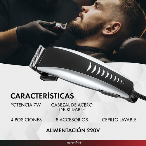 Imagen 6 de 7 de Máquina Cortar Pelo Cortadora Kit Afeitadora Barba