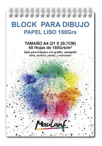 Block Para Dibujo 40 Hojas 150 Gramos Tamaño A4