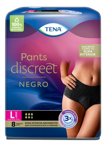 Pants Tena Pants Discreet L Black X 8und