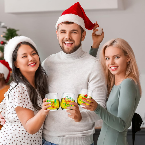 Pickmesh 6 Copas De Vino Navideñas De 12 Oz, Copa De Vino Si