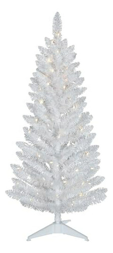 Árbol Navidad Artificial Blanco Con Luces Y Soporte 4ft