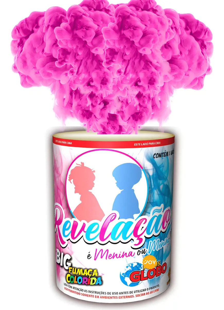 Fumaça Em Lata Latão 75mm Chá Revelação Rosa Menina - 01 Un