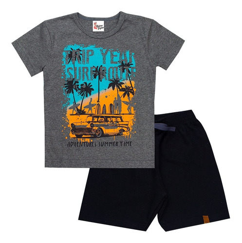 Imagem 9 de 10 de Roupas Meninos Kit 5 Conjuntos Verão Camiseta E Bermudas