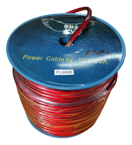 Cable De Corriente Automotriz 4 Rojo Marca Sky Cca 76.2 Mts