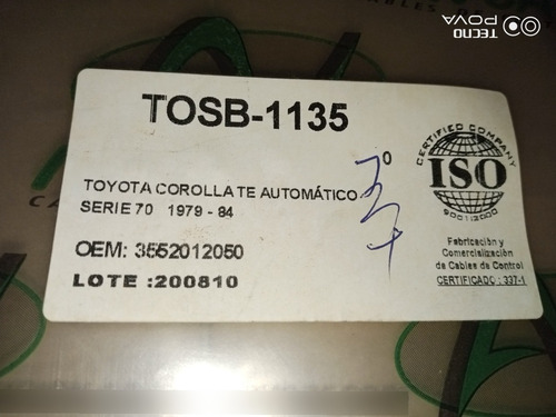 Guaya Sobremarcha Tosb-1135/toyota Corolla Te Automático