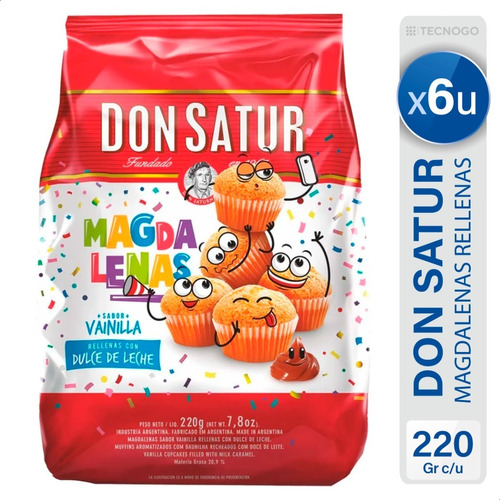 Magdalenas Don Satur Vainilla Con Dulce De Leche - Pack X6