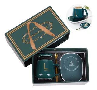Taza De Café Con Calentador Eléctrico Cuchara Caja De Regalo