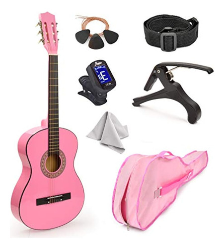 Nueva Guitarra De Madera Rosa 30 Con Estuche Y Accesorios. G