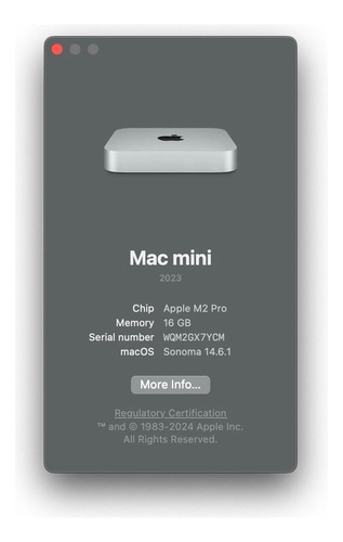 Apple Mac Mini M2 Pro 10-core / 16gb Ram / 512gb Ssd / Mnh73 (Usado)
