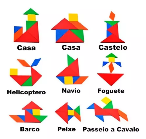 Tangram Quebra-cabeça E Bom De Laço Brinquedo Pedagógico Mdf