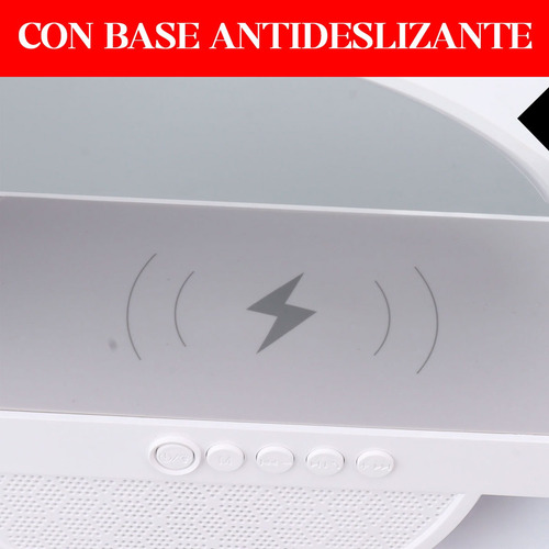Velador Led Cargador Inalambrico Celular Parlante Bluetooth Blanco -