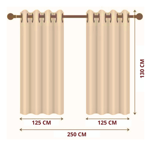 Cortina De Tecido Corta Luz 2,50m X 1,30 Para Quarto Ou Sala