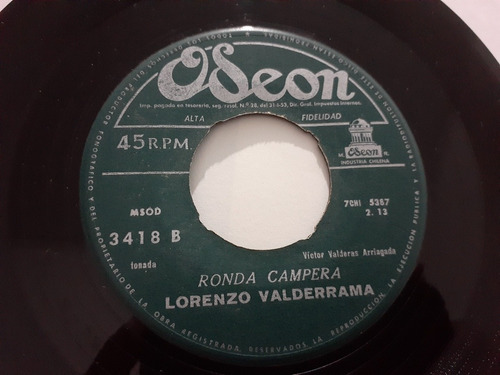 Vinilo Single De Lorenzo Valderrama  Ronda Campera (g80