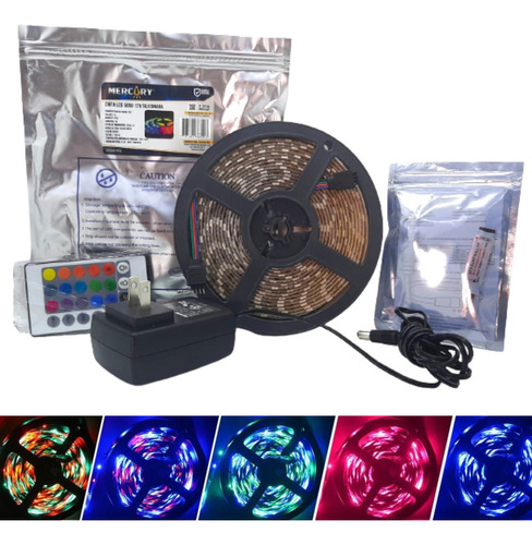 Kit Cinta Led 5050 12v Siliconada Rgb Multicolor + Adaptador