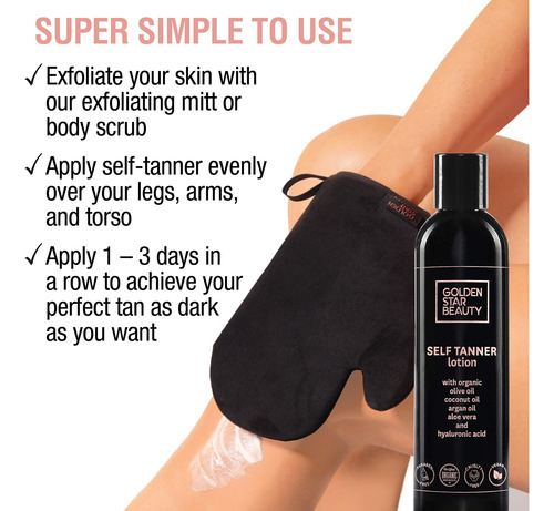 Self Tanner - Sunless Tanning Lotion W/hyaluronic Acid & Org