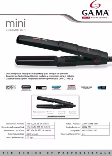 Imagen 2 de 6 de Plancha Alisadora Gama Cp1 Mini Ceramic Ion Viaje Compacta