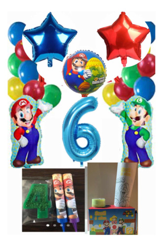 Globos Y Sorpresitas Mario Y Luggi Cumple Decoración