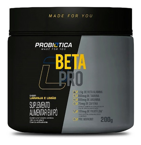 Pré Treino Beta Pro 200g C/ Beta Alanina - Probiótica