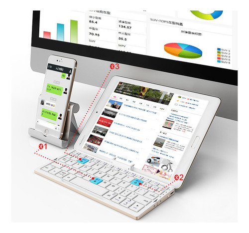 Teclado Bluetooth Mini Plegable Para Teléfonos De Tableta