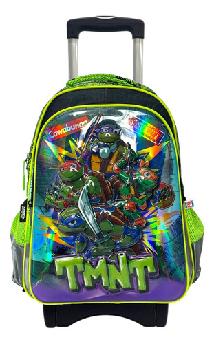 Mochila Tortugas Ninja Original Fotorama Primaria Con Ruedas Verde Lisa