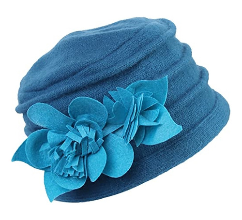 Sombrero De Invierno Vintage De Lana Floral Para Mujer