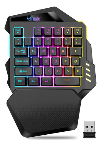 Redthunder Teclado Inalmbrico Para Juegos Con Una Sola Mano,