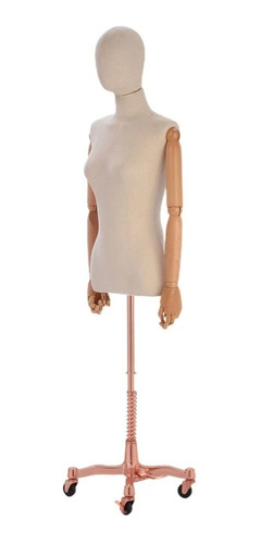 Manequim Tecido Com Cabeça Pedestal Rose Braço Articulado