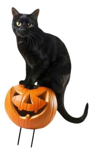 2 Figurita De Gato Para Jardín, 18,9 X 28 Cm Calabaza De