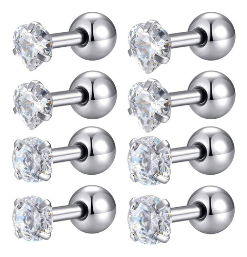 Uni-j 16g Stud Pendientes G23 Titanio Cartílago Helix Cubic