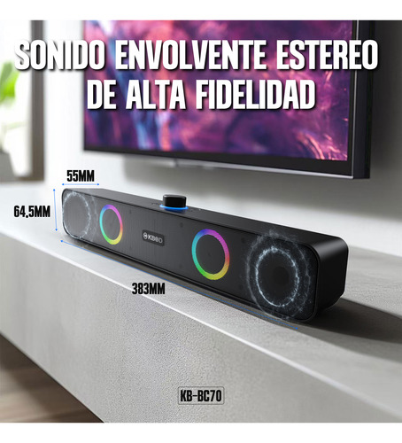 Parlante Kbod Soundbar Kb-bc70 Bluetooth Gamer 10w Rgb