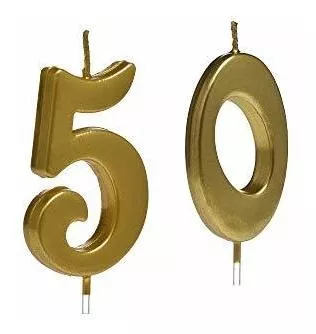 Velas De 50 Cumpleaños De Oro, Adorno De Torta Número 50 Par