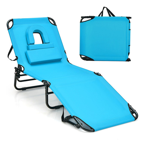 Dawndior Chaise Silla Plegable Ajustable Para Playa Patio